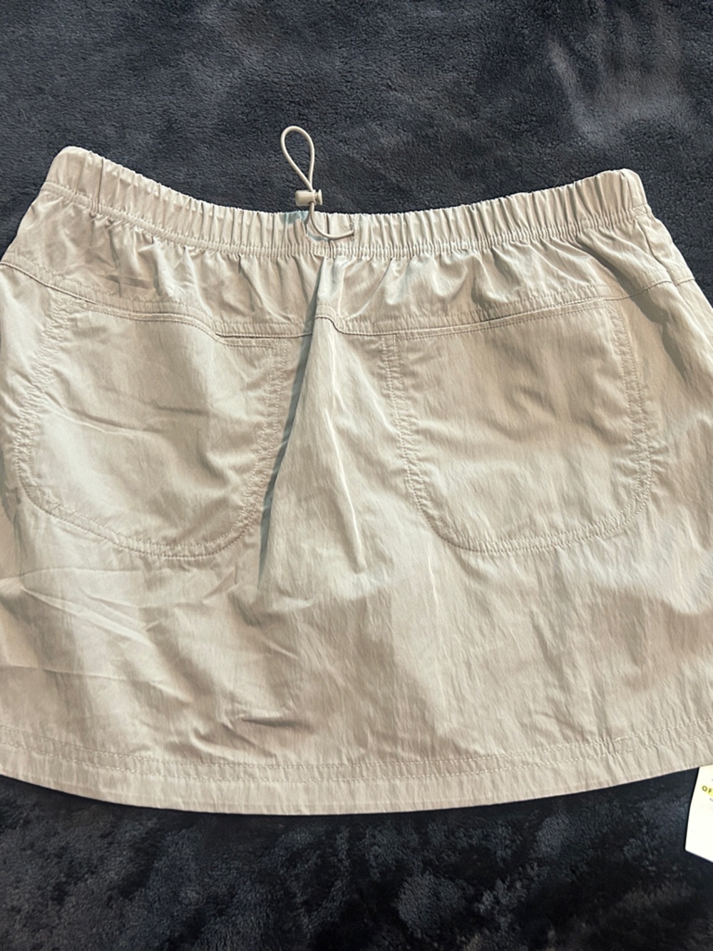 Casual Elastic Waist Beige Skirt with Shorts
